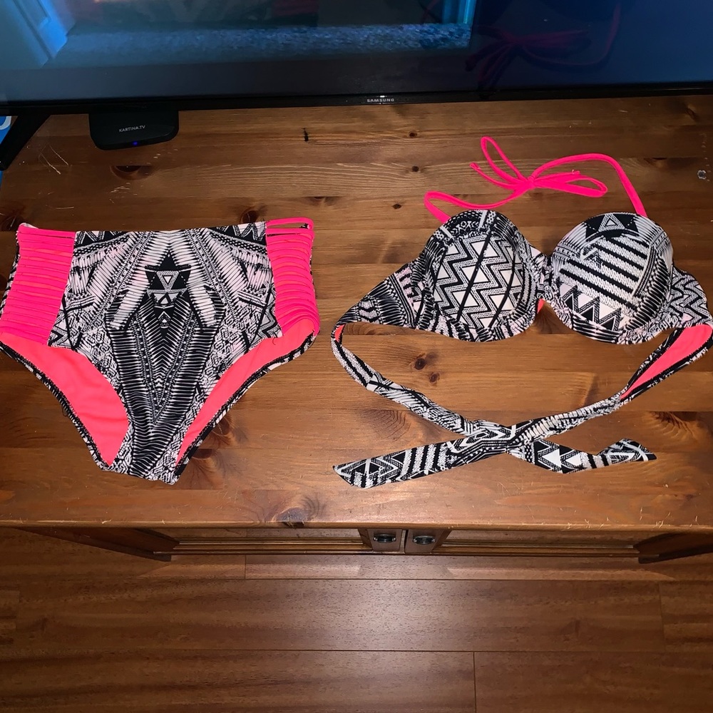 High Waisted Bikini Set with Push-Up Bra